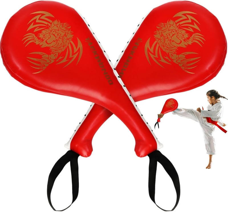 Tlence 2 Pack Taekwondo Kick Pads, 15 x 7.5 x 2 inch Double Kicking Target Paddles, PU Leather Martial Arts Training Pad, TKD Strike Kickboxing Punching Sparring Equipment for Youth Adult - Image 1